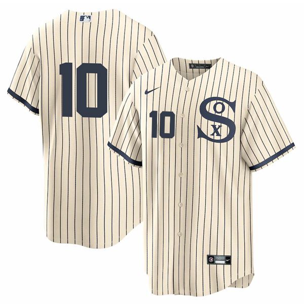 Men Chicago White Sox #10 No Name Cream stripe Dream version Game Nike 2021 MLB Jerseys->chicago white sox->MLB Jersey